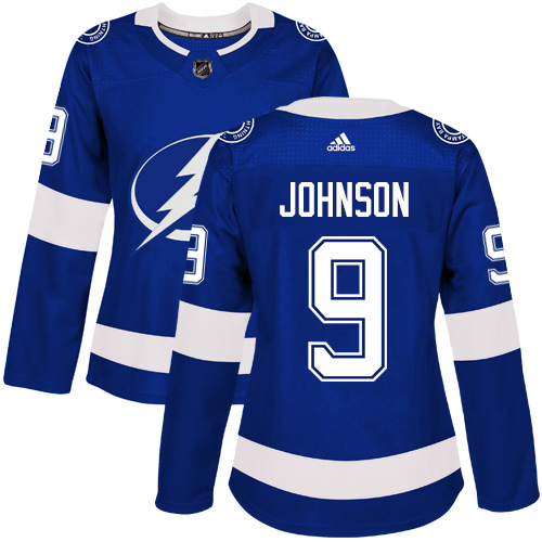 Adidas Tampa Bay Lightning #9 Tyler Johnson Blue Home Authentic Women Stitched NHL Jersey